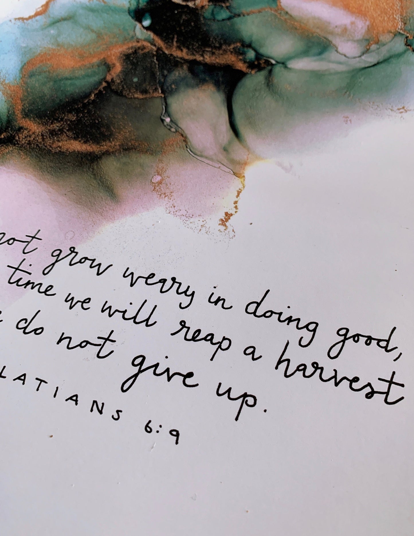 Galatians 6:9 Bible verse wall art, alcohol ink painting, abstract fluid art My Store