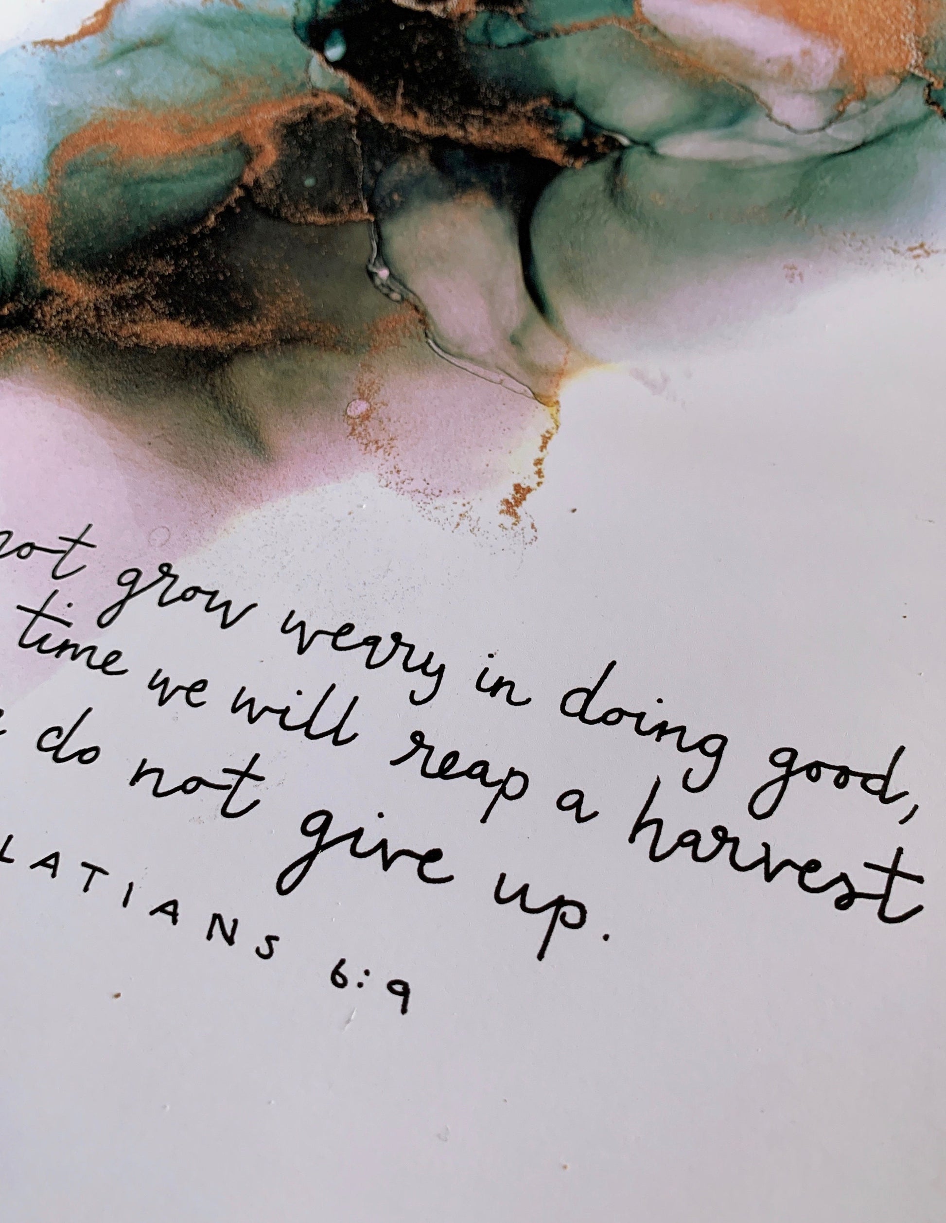 Galatians 6:9 Bible verse wall art, alcohol ink painting, abstract fluid art My Store