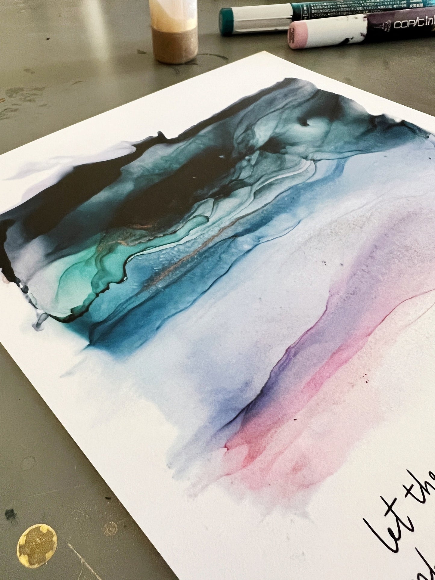 Morning sunrise Bible verse wall art, Psalm 143 Christian poster, alcohol ink painting, fluid art, Bible verse sign My Store