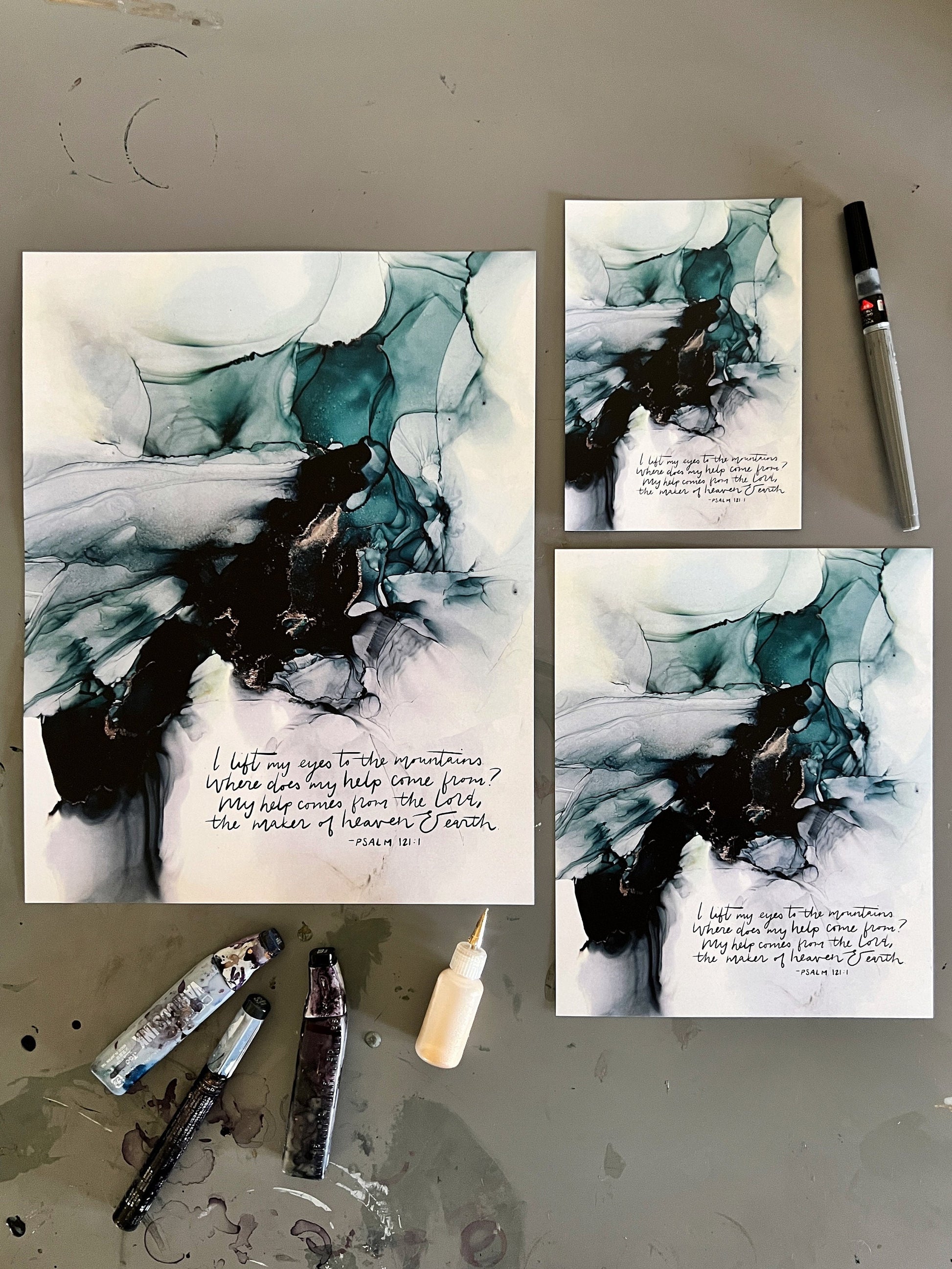 I lift up my eyes to the mountains sign, Psalm 121 Bible verse wall art, my help comes from the Lord sign, alcohol ink painting, fluid art My Store