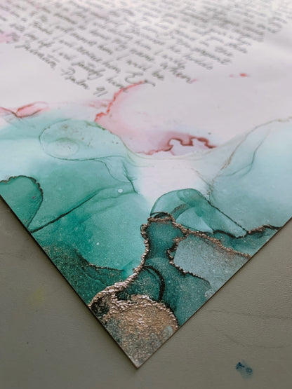 Psalm 91 Bible verse wall art, alcohol ink abstract painting, Scripture signs fluid art My Store