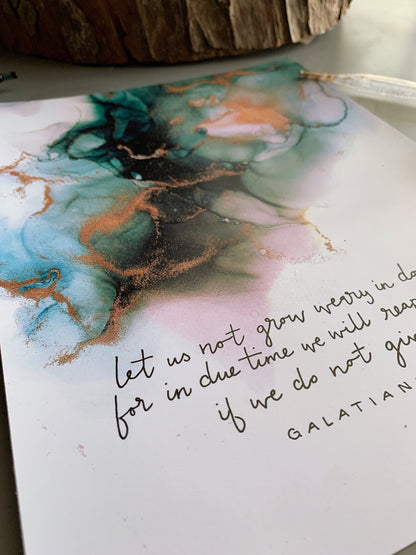 Galatians 6:9 Bible verse wall art, alcohol ink painting, abstract fluid art My Store