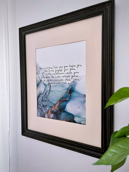 The Lord will fight for you sign, Deuteronomy Bible verse wall art, Christian poster, alcohol ink painting, fluid art, Bible verse sign My Store