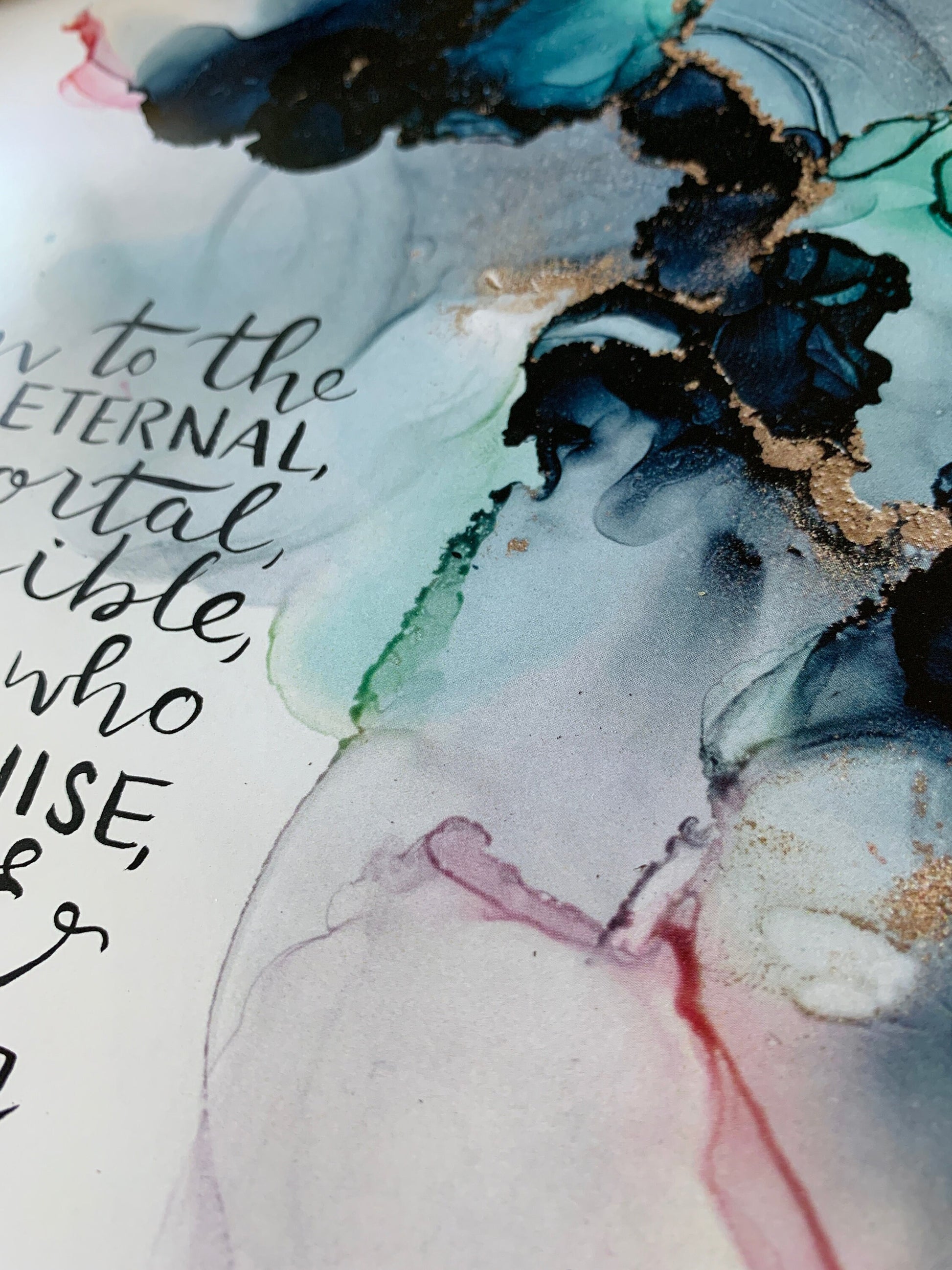 1 Timothy 1:17 Bible verse wall art, alcohol ink painting My Store