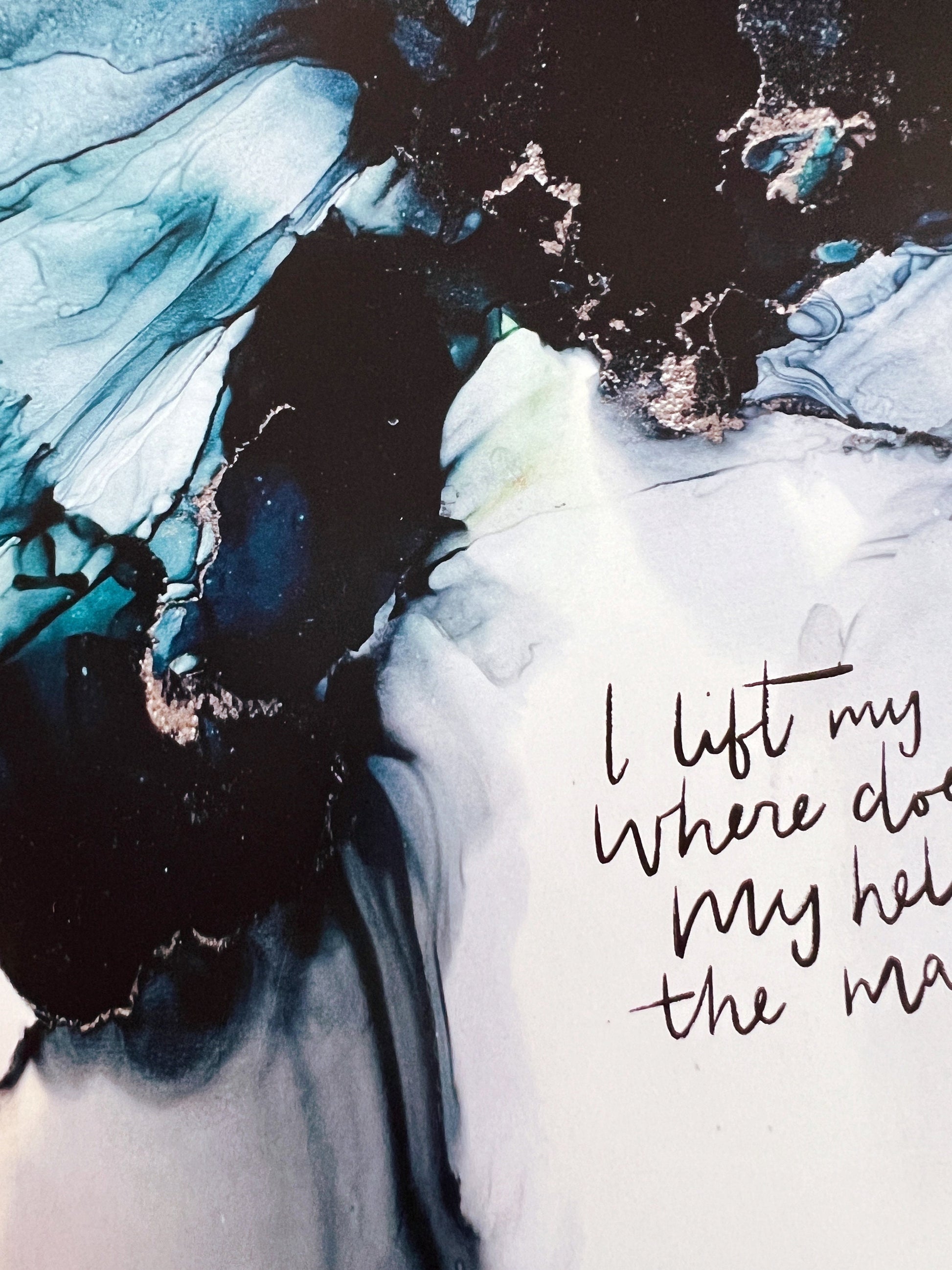 I lift up my eyes to the mountains sign, Psalm 121 Bible verse wall art, my help comes from the Lord sign, alcohol ink painting, fluid art My Store