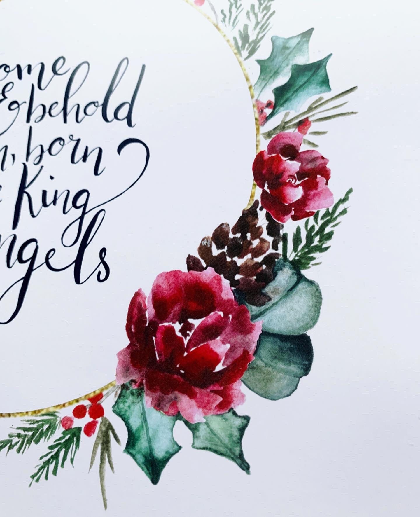 Christmas wreath painting, Christmas carol decor, Christmas watercolor wall art My Store