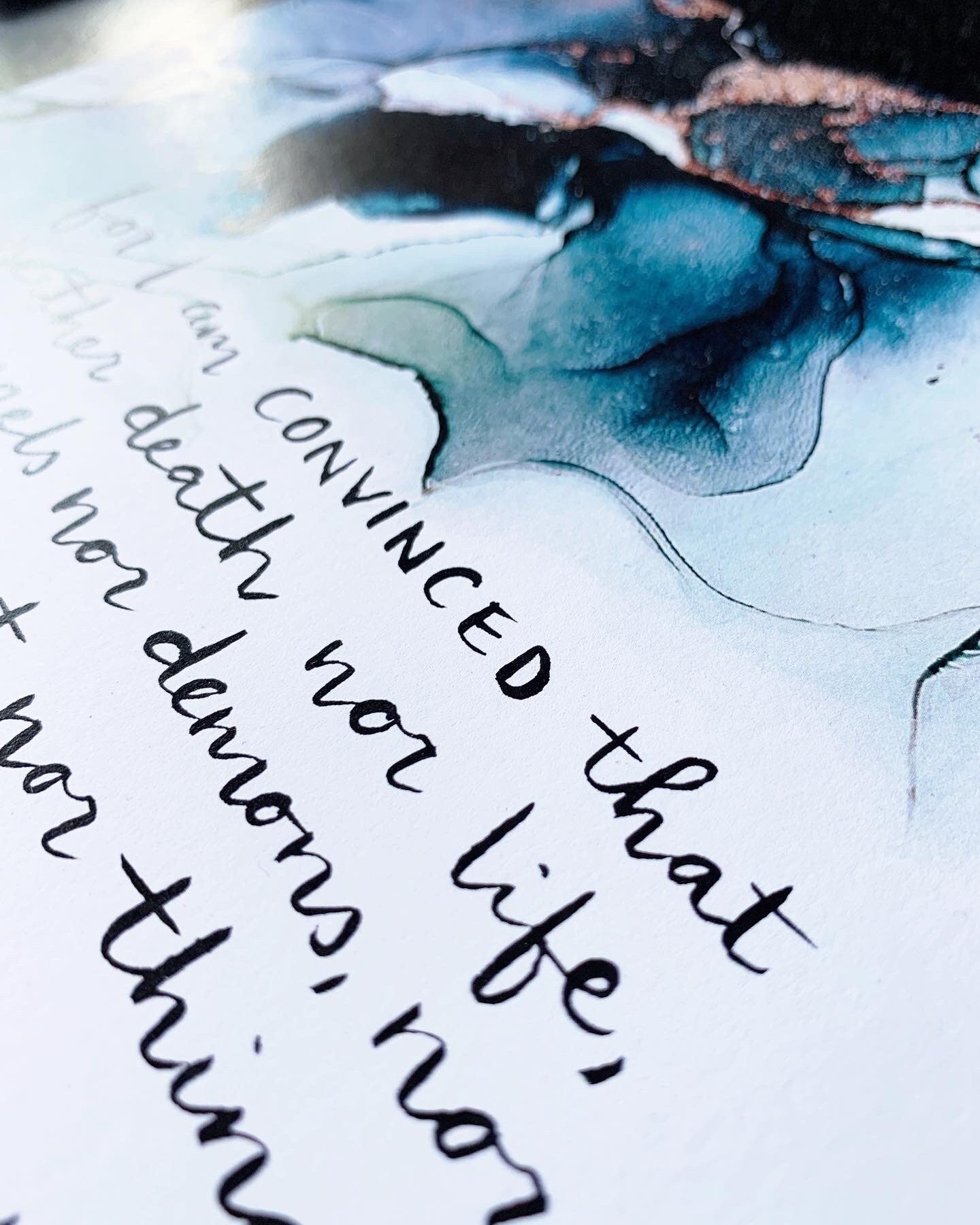 Romans 8:38-39 Bible verse wall art, alcohol ink painting, fluid art Scripture signs My Store