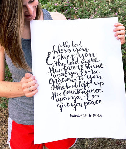 Numbers 6:24-26 Bible verse wall art, The Blessing art print, The Lord bless you and keep you benediction decor My Store