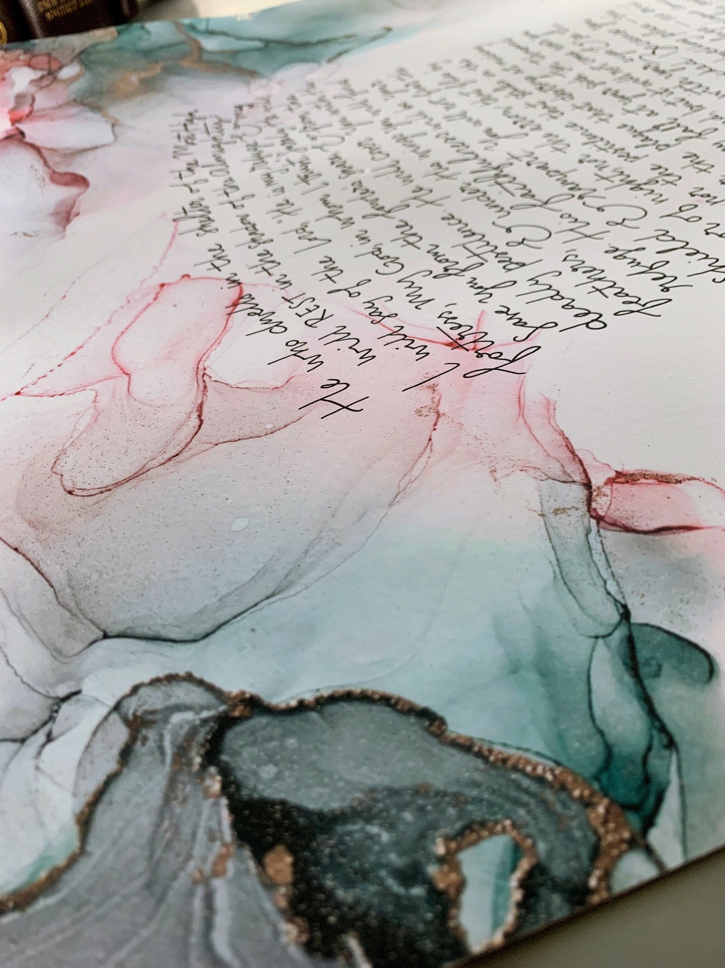 Psalm 91 Bible verse wall art, alcohol ink abstract painting, Scripture signs fluid art My Store